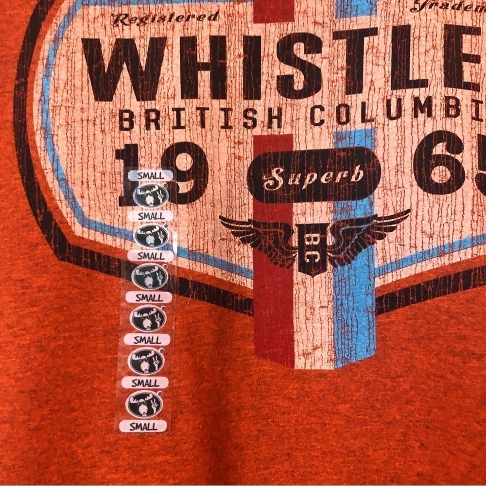 NWOT Whistler BC Graphic Tee Rust Orange Retro Travel Souvenir Men's Small - Picture 5 of 6